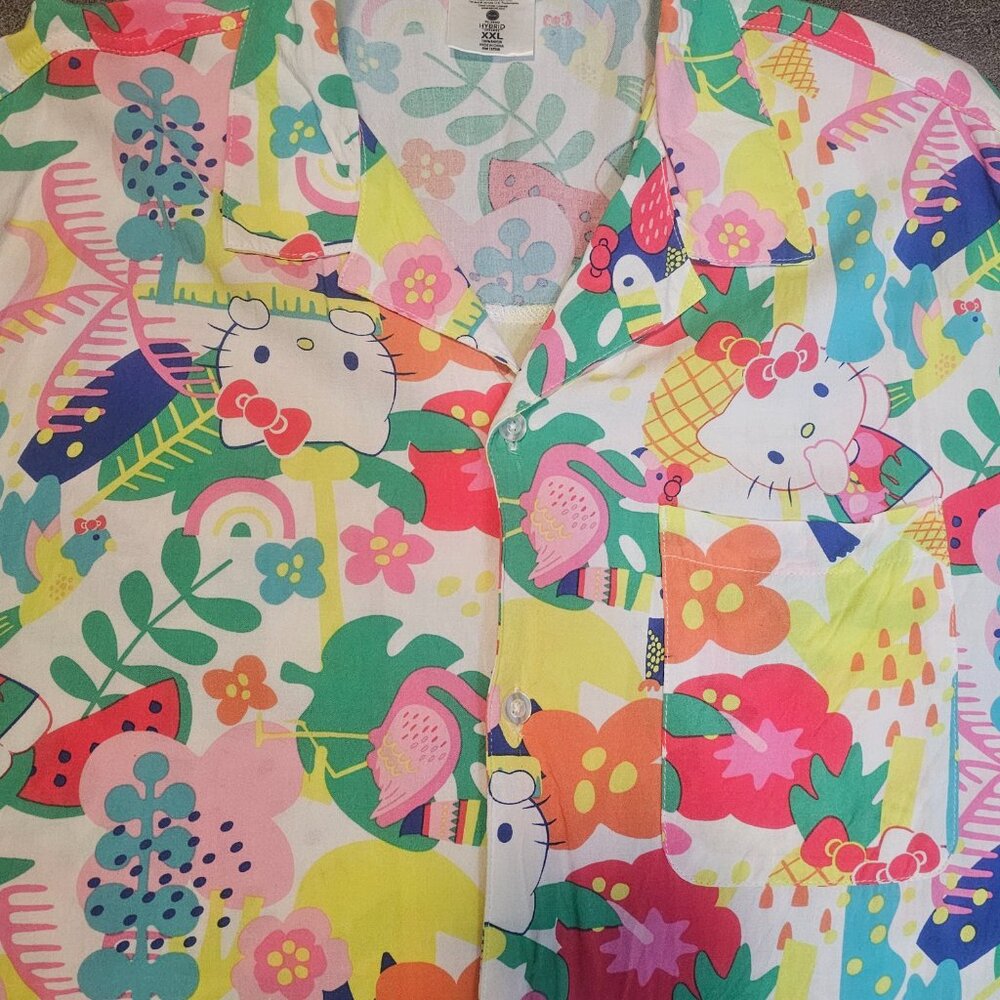 Multi Colored Hello Kitty Hawaiian Theme Button U… - image 2
